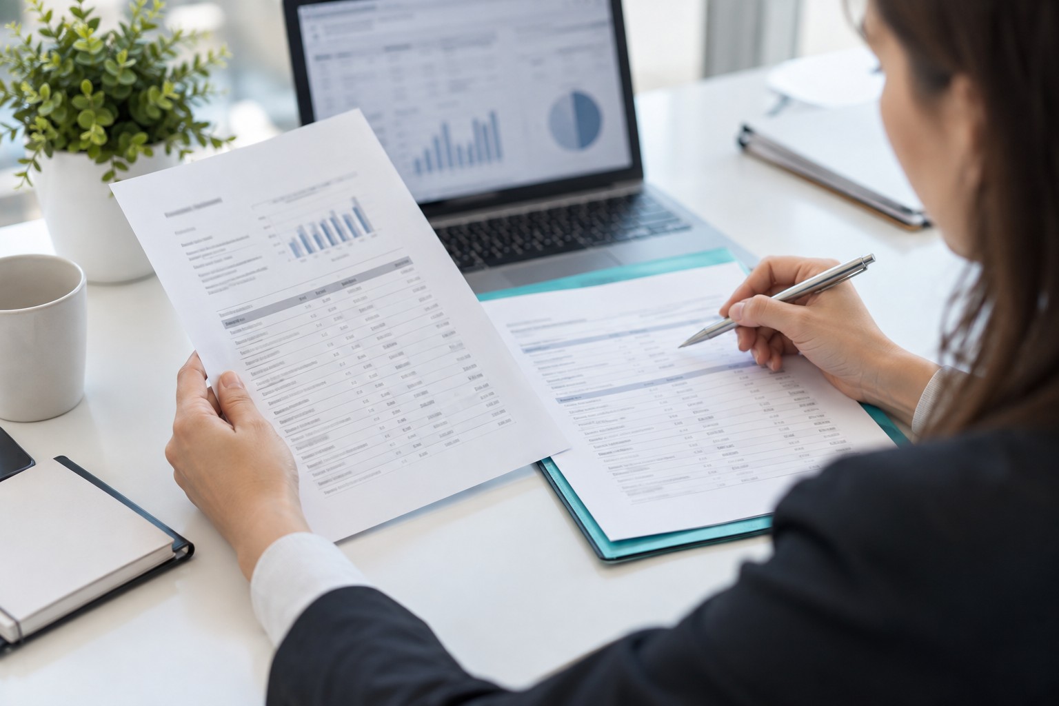 Illustrative analyst cross-referencing company records