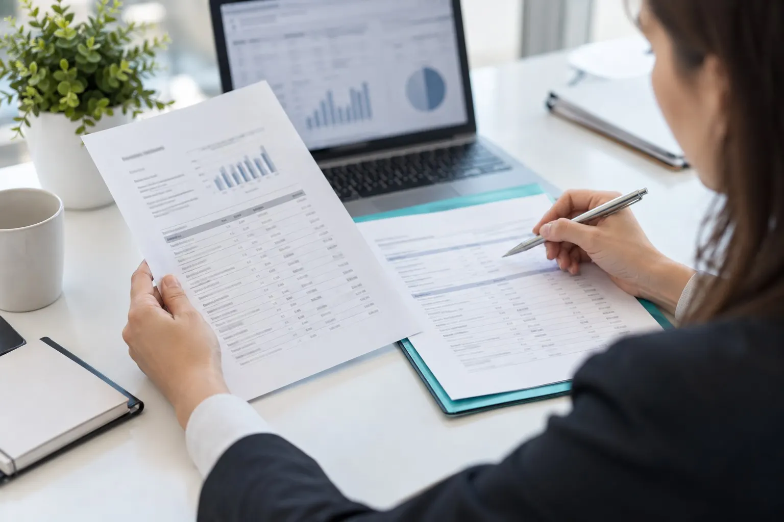 Illustrative analyst cross-referencing company records